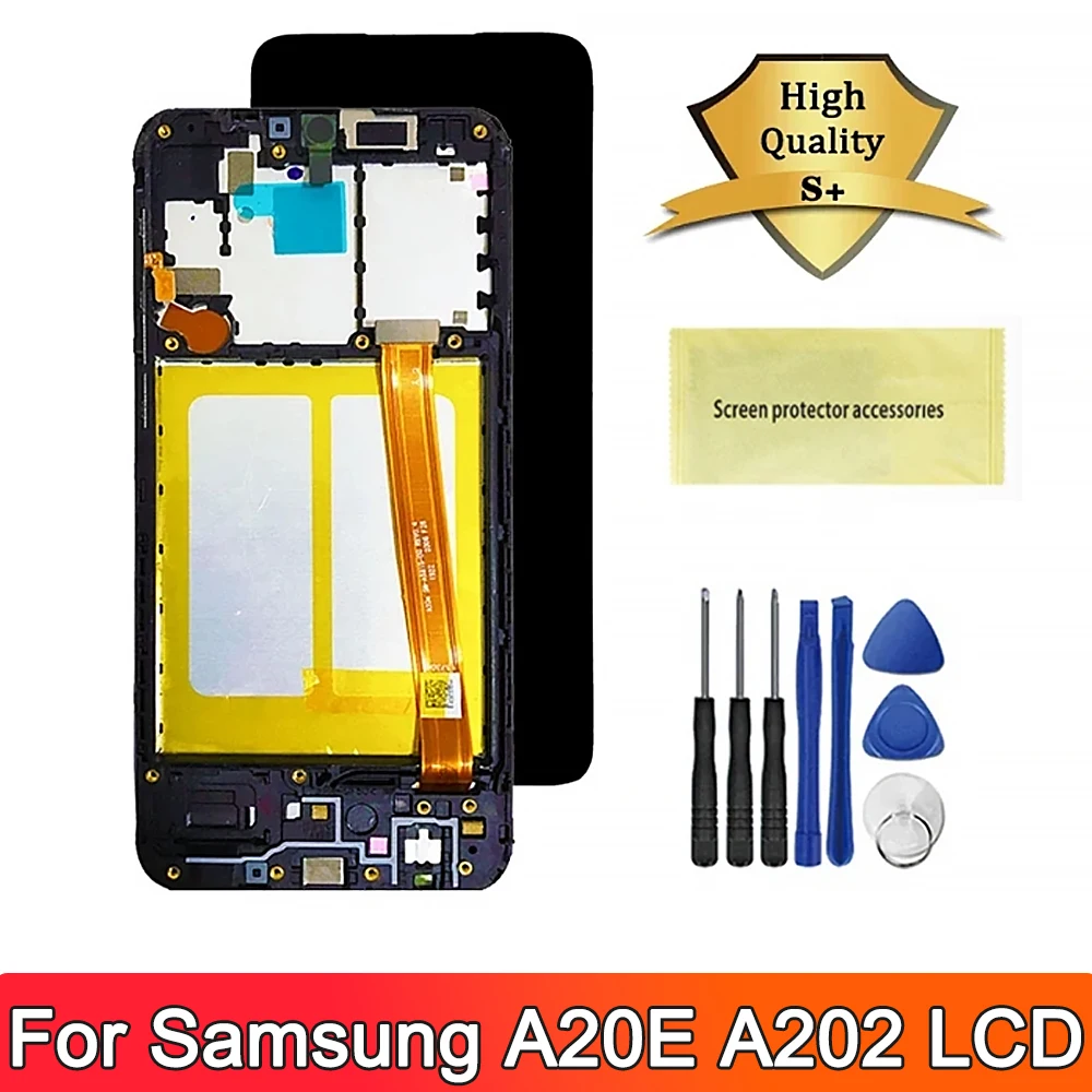 AMOLED ЖК-дисплей для Samsung A20E с рамкой SM-A202F A202DS A202F/DS ЖК-экран сенсорным экраном в