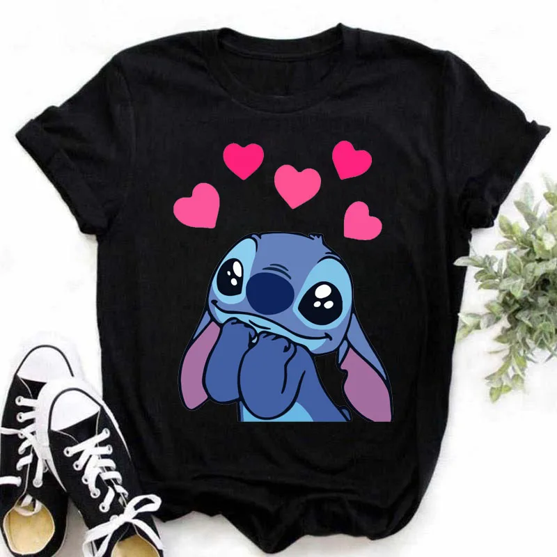 New Women's Tops Stitch Pattern Women's Tops Short Sleeves Cute Stitch Women's Crew Neck Tops Short Sleeves