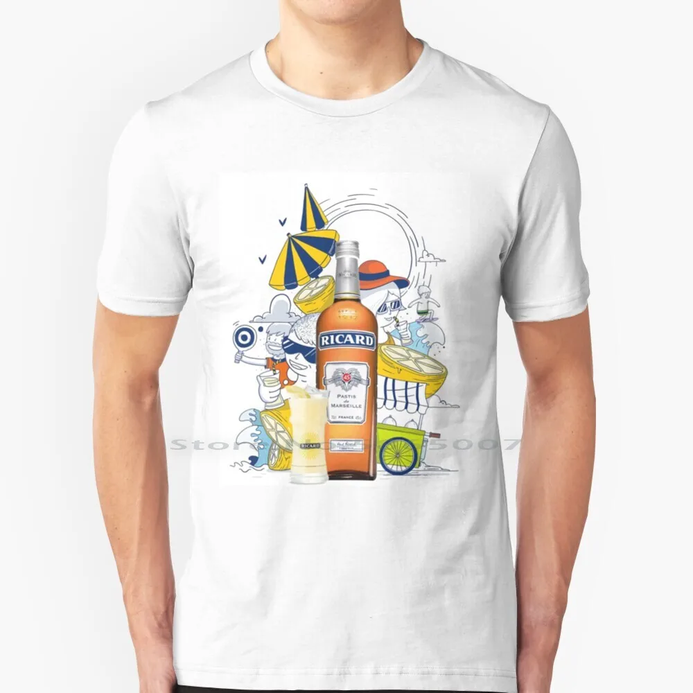 Футболка Ricard Lemonade 100% хлопок Campari коктейль пиво Италия сахар свежий Забавный бокал