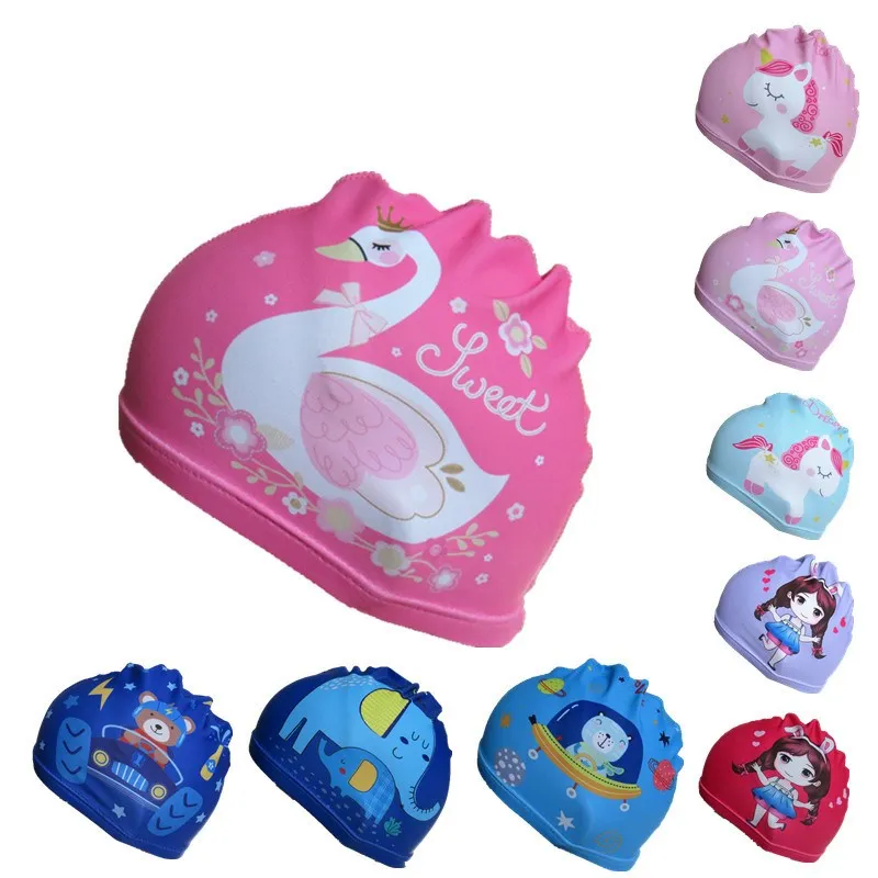 

1pcs Cartoon Silicone Animal Children Swimming Cap Girls Boys Swimming Hat Elastic Kids Pool Swimming Cap 1-10 Years Old