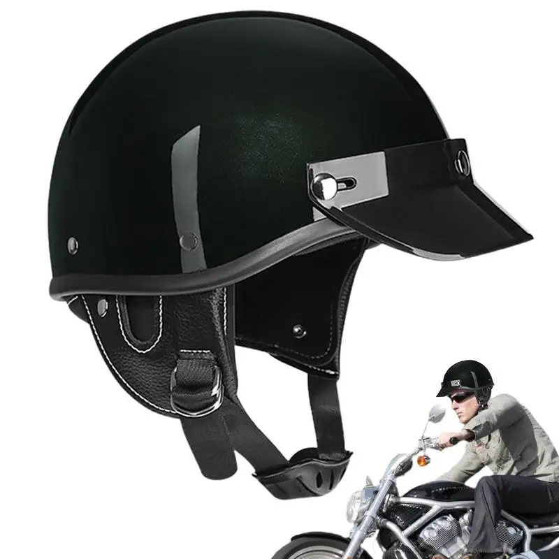 

Motorcycle Helmet Retro Half-Face Helmets Sun Visor and Quick Release Buckle bike Half Beanie Helmets Cruising Skull Helmets
