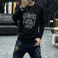 mens sweater spring and autumn new korean version of the slim squirrel hot drill long sleeved bottoming shirt top trendy ins