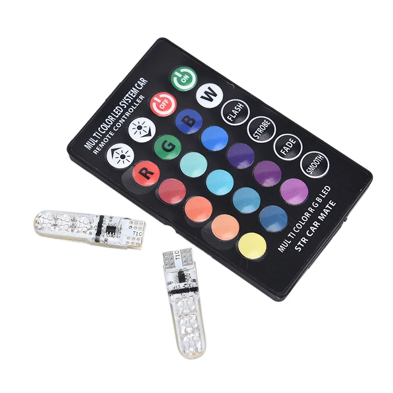 

Waterproof Colorful With Remote Control Silicone License Plate Light Car Led T10 5050 6smd Flashing Wide Light