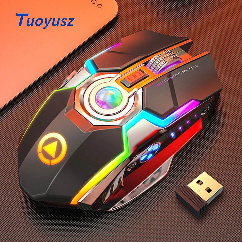 

Wireless Gaming Mouse 1600 DPI Rechargeable Adjustable 7 Color Backlight Breathing Gamer Mouse Game Mice for PC Laptop