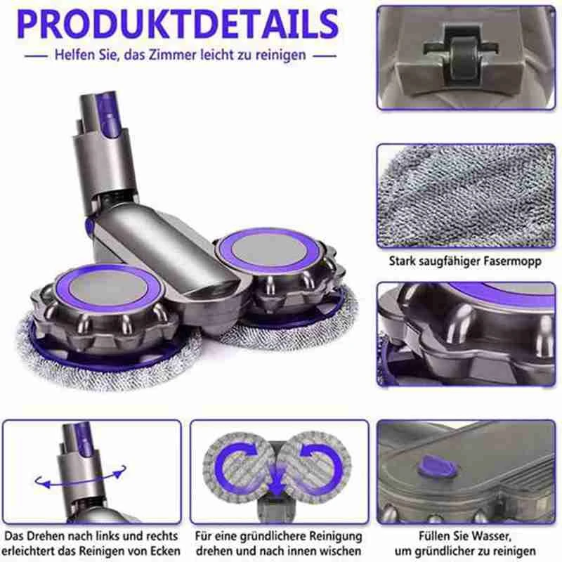 TOP!-для пылесоса Dyson V7V8V10V11 электрическая швабра бытовая щетка для влажной уборки