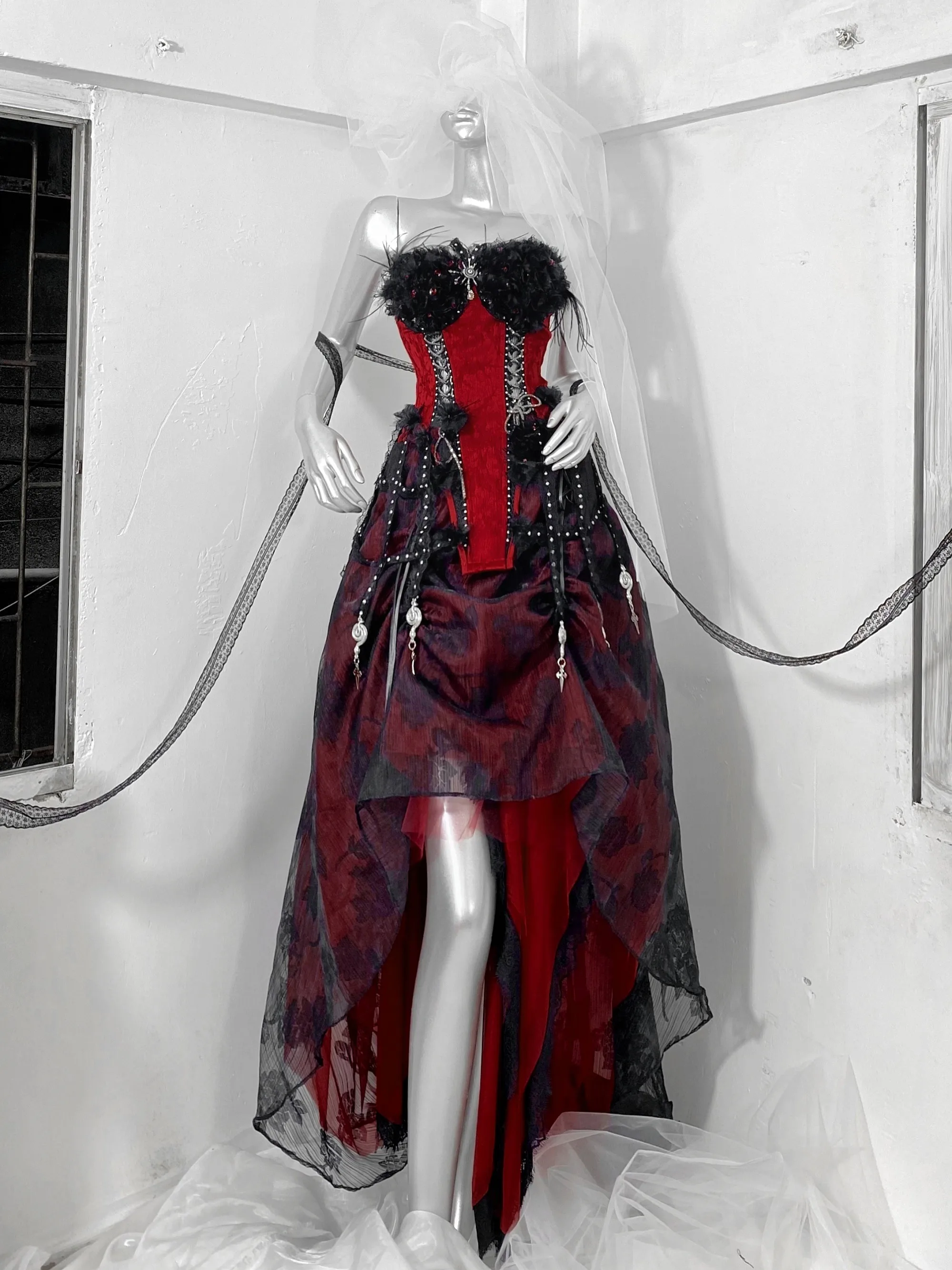 Оригинальная белая Готическая фея женская летняя одежда бандажный корсет в виде