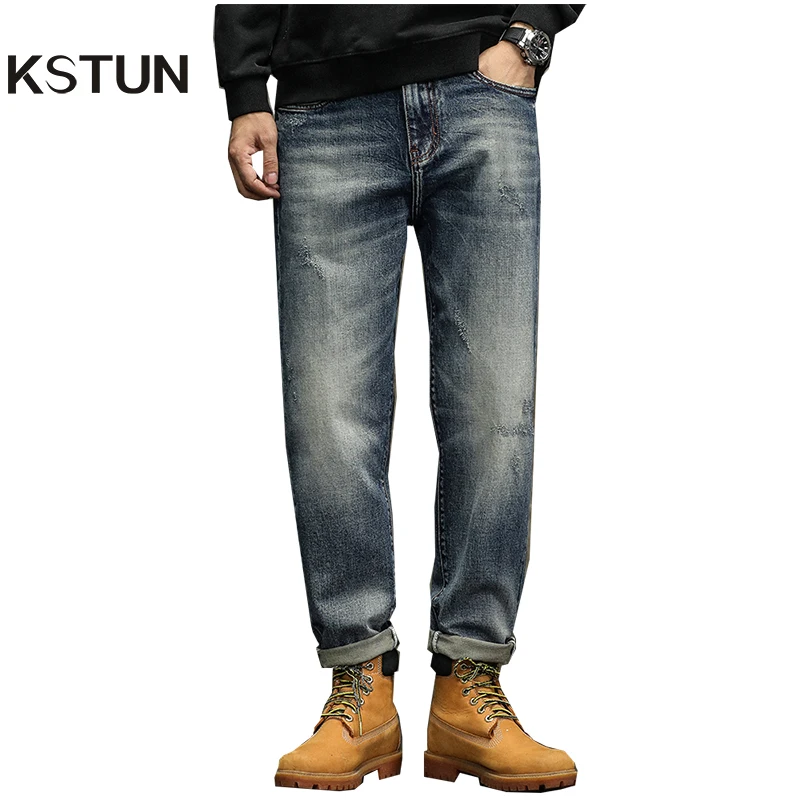 

Harem Pants For Men Wide Leg Jeans Stretch Blue Loose Fit Streetwear Men's Luxury Clothing Oversize Male Denim Trousers Baggy