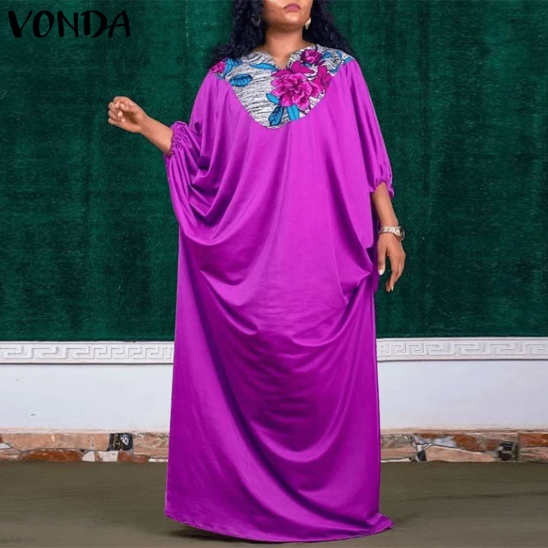 

Женское богемное платье VONDA 2022, винтажные длинные платья с принтом, праздничный вечерний плиссированный сарафан, женское платье