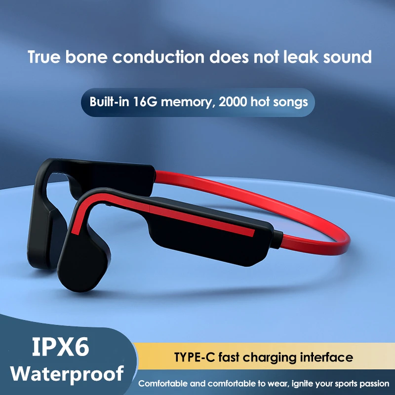 

Беспроводные наушники Bluetooth 5.0 с костной проводимостью, Спортивная гарнитура, HiFi шумоподавление, память 16 Гб для бега и верховой езды