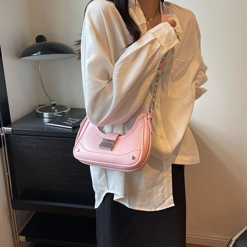 New Trendy Chain Crossbody Bag Retro Leather Underarm Shoulder Bags Fashion Textured Handbags for Women 2023 Designer Luxury