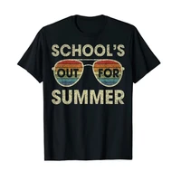 retro last day of school schools out for summer fashion vacation teacher students t shirt schoolwear clothes graphic tee tops