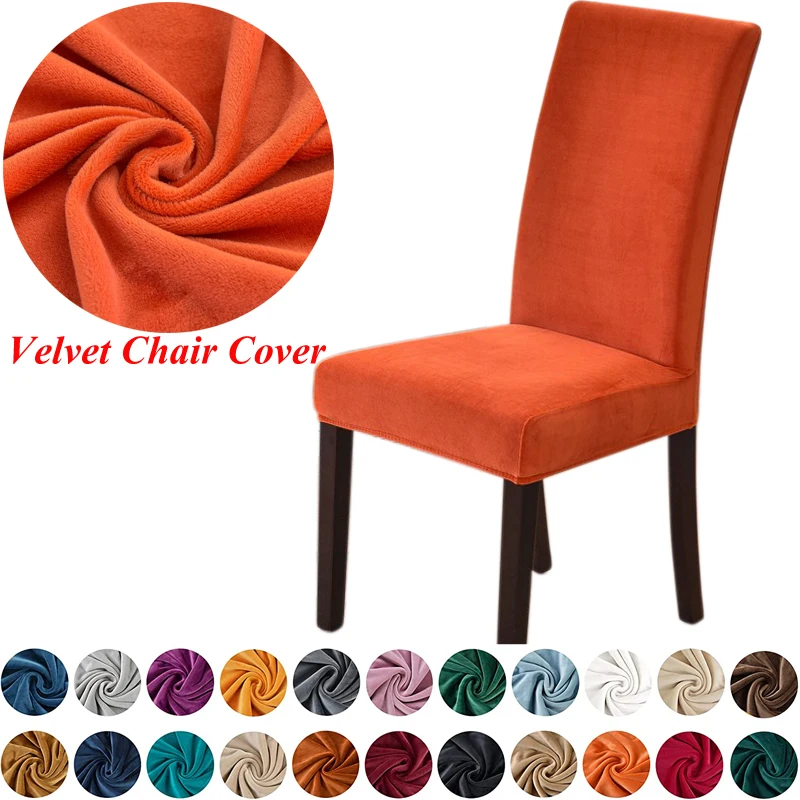 Cover For Dining Room Elastic Thick Velvet Chair Cover Solid