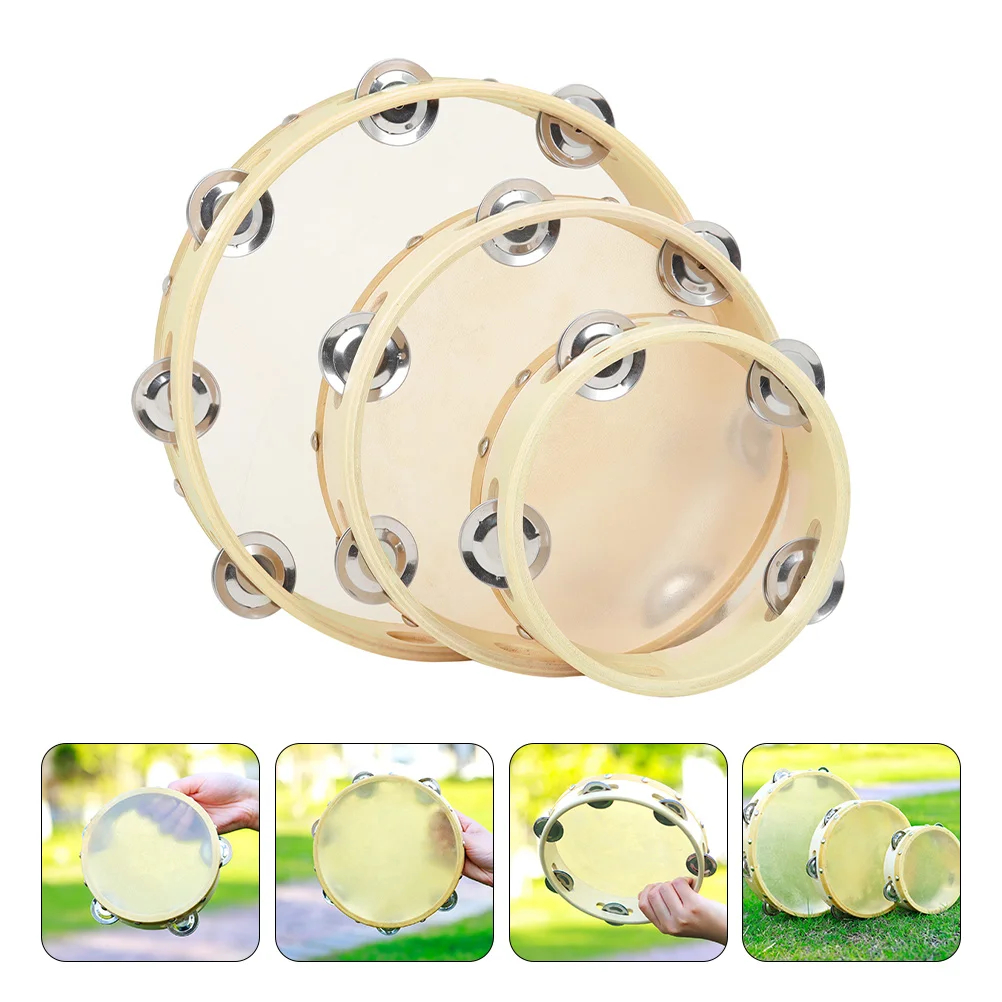 

3Pcs Jingles Tambourines Portable Bell Drums Percussion Musical Educational Toys