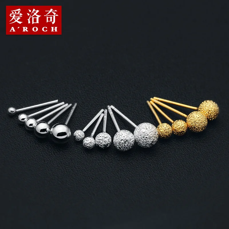 

S925Silver милые маленькие серьги-гвоздики с матовым шариком, серьги-гвоздики для мужчин и женщин, Заводская оптовая продажа ee0107