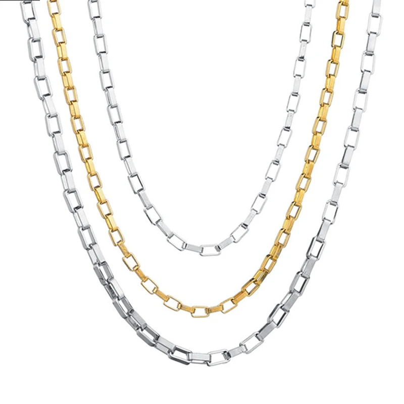 

Stainless Steel1.5/2/2.5mm Long Box Chain Necklace Titanium Steel Accessories For Men Women DIY Jewelry Findings Making Gifts