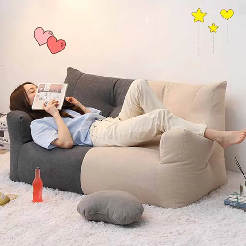 

Minimalist Designer Lazy Sofa Double Microfiber Relaxing Modern Bean Bag Reclining Lounge Fauteuil Salon Living Room Furniture