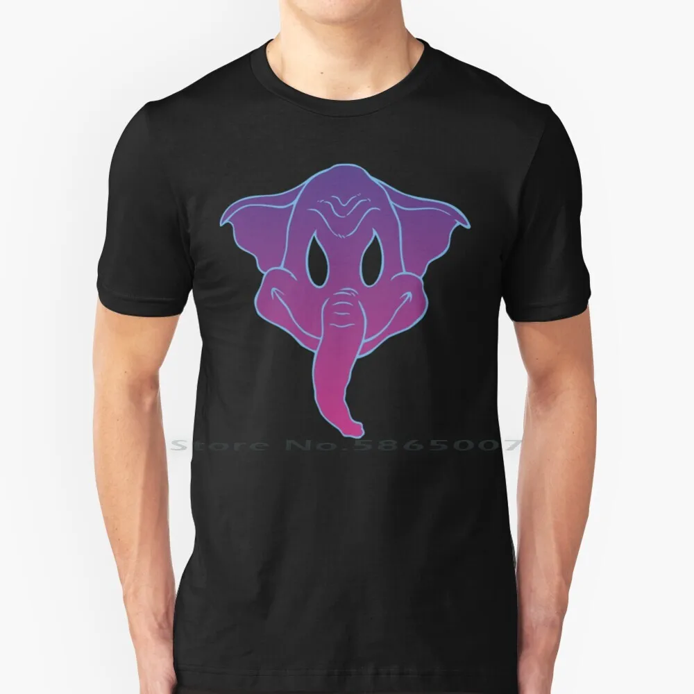 

Elephantom T Shirt 100% Cotton Pink Elephant Ghost Phantom Scary Gradient Purple Cartoon Animals Dark Halloween Big Size 6xl