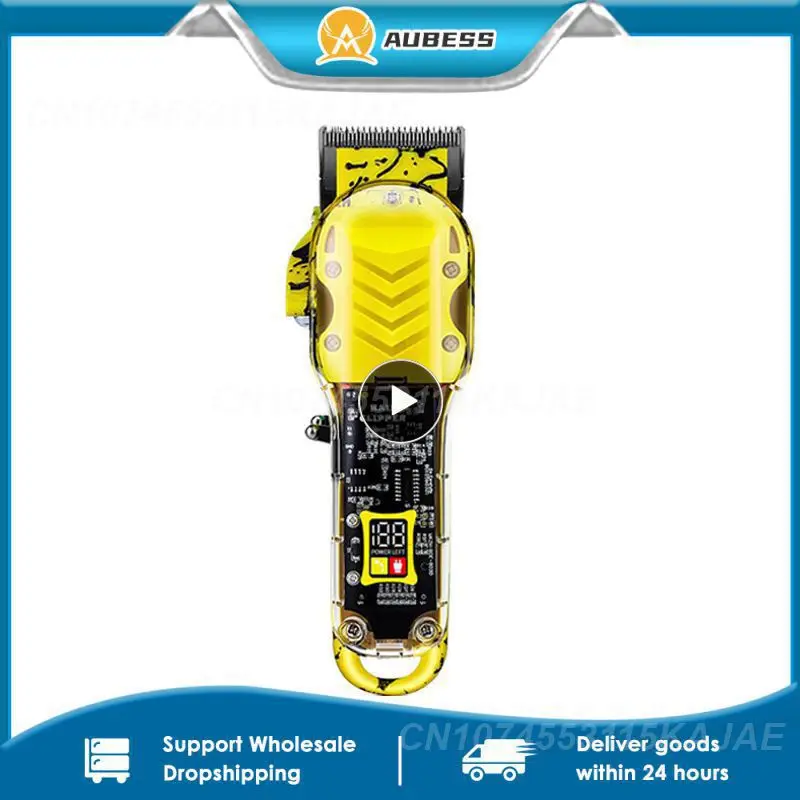 

Transparent Electric Clipper Professional LCD Digital Display Engraving Hair Cutting Trimmer Salon Rechargeable Clipper Razor