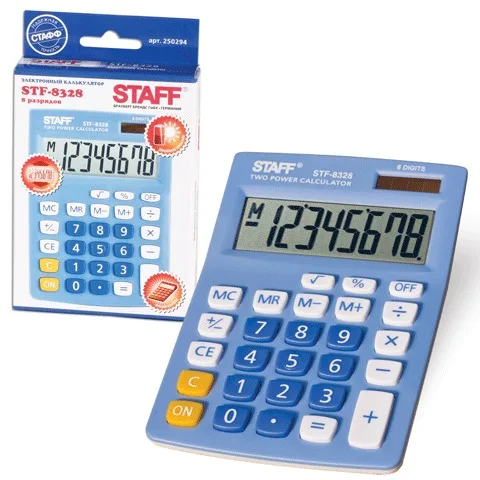Staff calculator staff desktop stf-8328 Blue 8 discharge dual power supply 145 x 103mm | Calculators