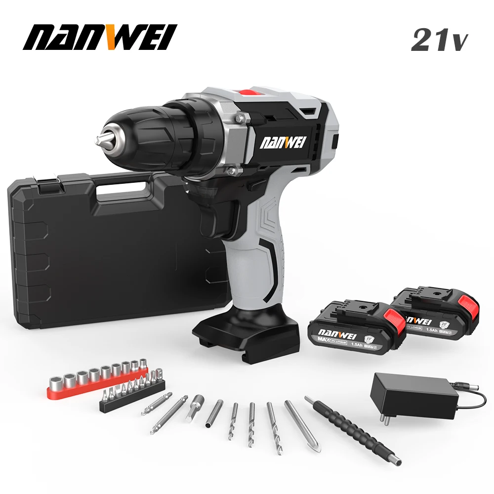 Ручная электрическая дрель NANWEI, домашние перезаряжаемые инструменты, литий-ионный Многофункциональный ударный пистолет, дрель, электрическая отвертка