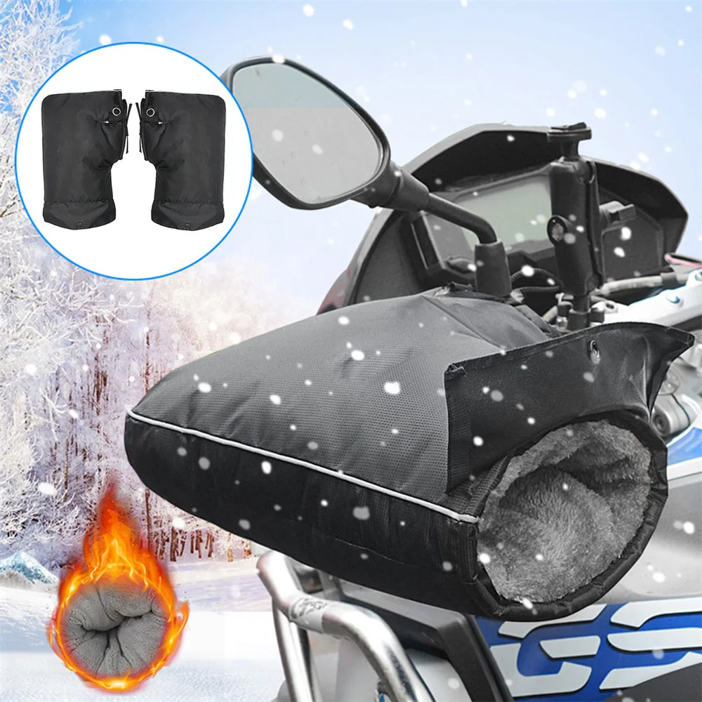 

Motorcycle Gloves Plush Thickening Cotton Handle Cover Windproof Electric Vehicle Handlebar Gloves Winter Warmth Waterproof