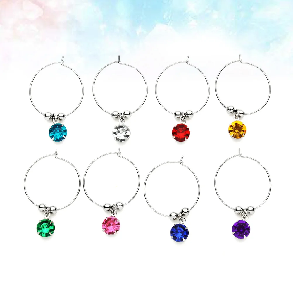 

8pcs Hanging Ring Charms Markers Glass Hanging Ring Glass Charms Glass Cup Charms Glass Makers