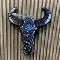 1pcs bull head jewelry natural stone diy pendant inlaid rhinestone elegant lady necklace charm jewelry bracelet ring accessories