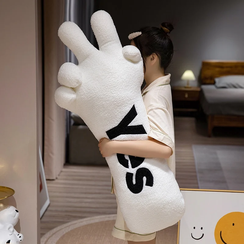 Забавные жесты плюшевые игрушки подушки с надписью Good Yes милые мягкие для дивана