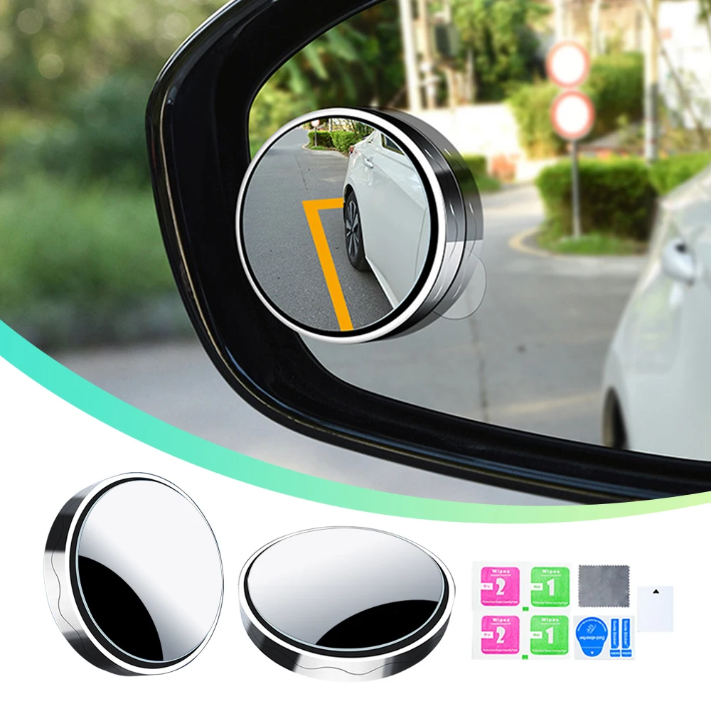 

2pcs Car Blind Spot Mirror HD Round Frame Blind Spot Mirror 360 Degree Adjustable Car Rearview Convex Mirrors Car Accessories