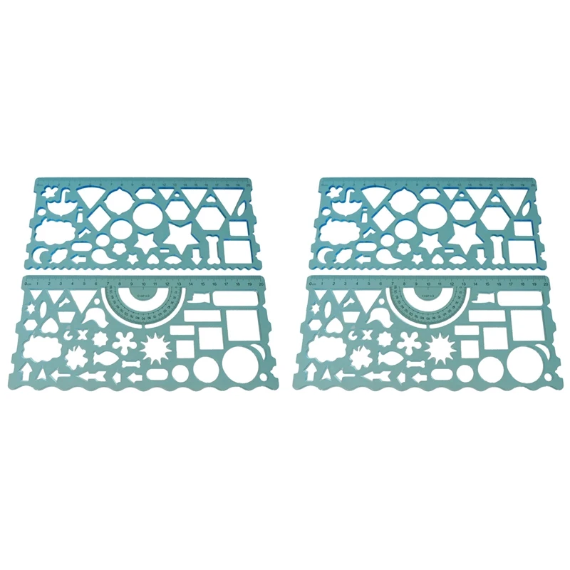 

4 Pcs Color：Green,Orange,Red,Blue(Send Randomly) Plastic Hollow Students Geometric Template Student Ruler Set