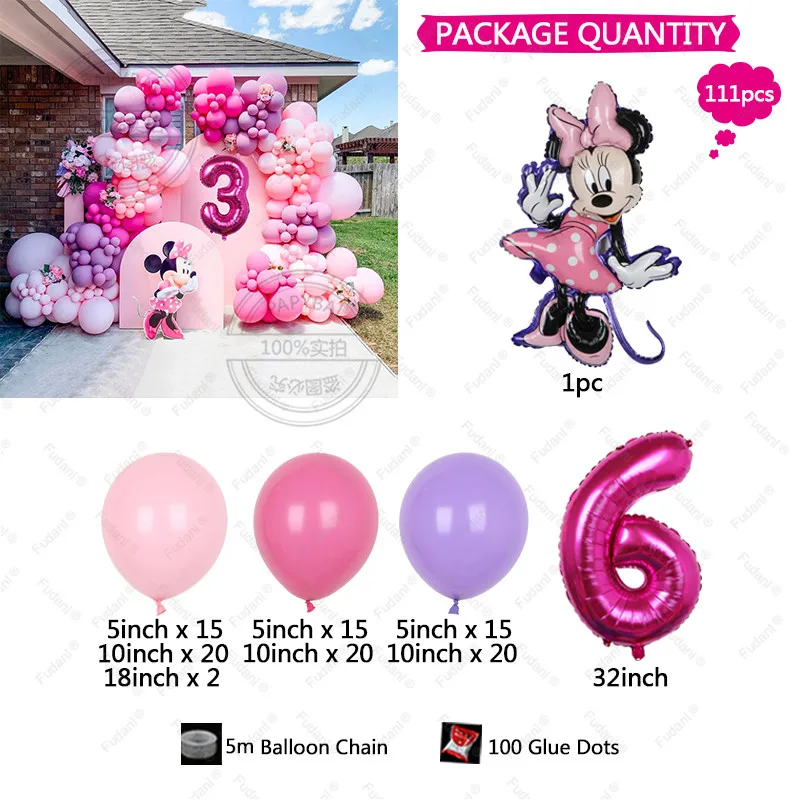 Мини-мышь 32-дюймовые воздушные шары искусственная гирлянда с розовыми цифрами