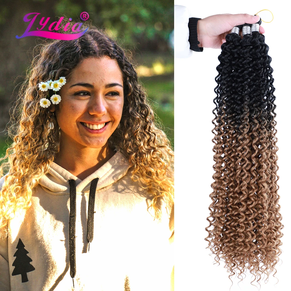 

Lydia Bohemian Braid Synthetic Freetress Crochet Hair Extension 28" Ombre Color Dancing Curly Bulk Water Wave Hair Afro Kinky