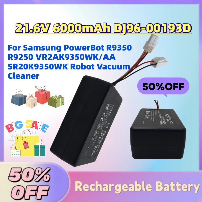 Фото В наличии: Аккумулятор 21.6V 6000mAh DJ96-00193D для робота-пылесоса Samsung PowerBot R9350 R9250 VR2AK9350WK/AA SR20K9350WK №1