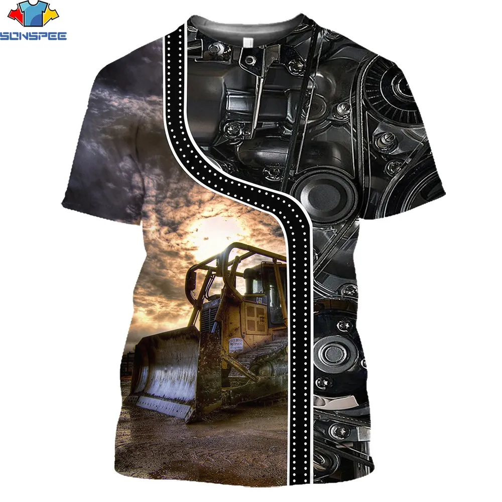 

SONSPEE 3D Printing New Men's Ladies Tee Farm Tractor Metal Large Machine Harajuku O-Neck Casual Plus Size Loose T-Shirt for Man