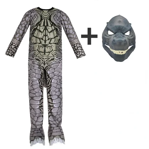 Костюм динозавра Годзилла, комбинезон для косплея, хвост с маской, детское король, монстры, детское боди, платье, костюм на Хэллоуин