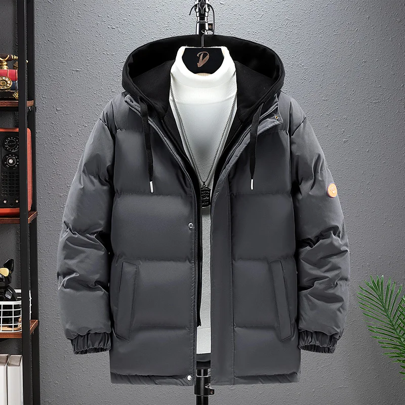 2022 New Cotton Shirt Men's Hong Kong Style Loose Size Two Piece Hooded Coat Fashion Brand Thickened Winter Coat