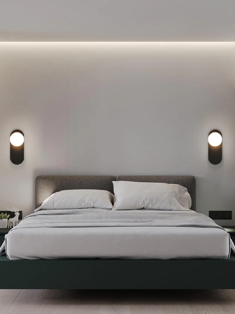 

2023 Modern Iron Wall Lamps Bedside Bedroom Reading Light Living Room Tv Background Corridor Entrance Glass Lampshade Luminary