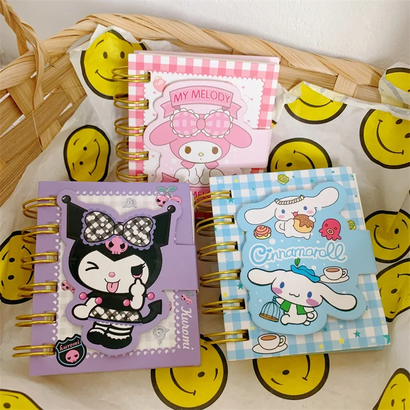 

100Pages Notebook Kawaii Sanrioed Cinnamoroll Mymelody Kuromi Collection Cartoon Cute Coil Binder Portable Pocket Notebook Gifts