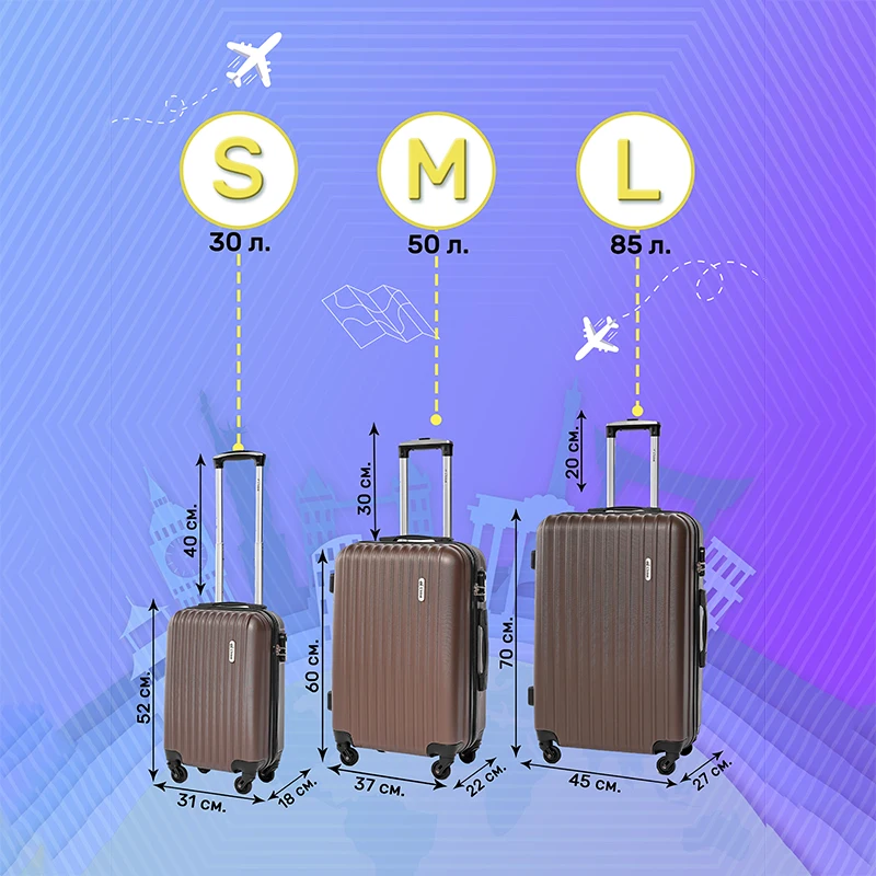 Рисунок 2 - комплект Чемоданов Bangkok 3 штуки (18