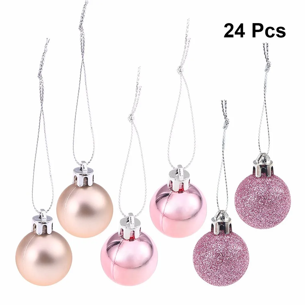 

24PCS Christmas Pink Ball Ornaments Xmas Tree Hanging Pendants For Home Wedding Party 2024 New Year Gift Noel Navidad Decor