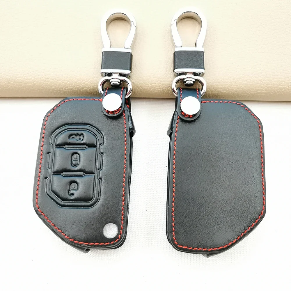 Стильный кожаный чехол для автомобильного ключа с 3 кнопками флип-чехол Jeep Wrangler JL