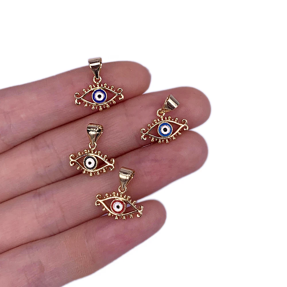 

2023 Classic Turkey Evil Eye Charms Necklace Pendant Gold Copper Plated Amulet Accessories For Turkish Jewelry Making Findings