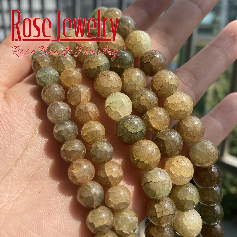 

Yellow Green Dragon Veins Crystal Quartz Beads Natural Stone Round Loose Beads For Jewelry Making DIY Bracelets Necklaces 8 10mm