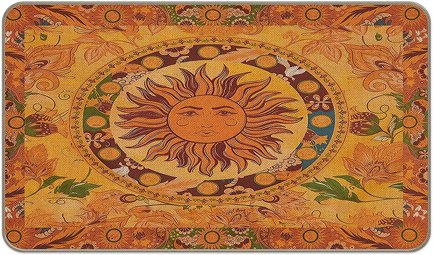 

Богемный Подсолнух, лоза, коврик для входной двери, астрологический мистический винтажный цветочный художественный дом