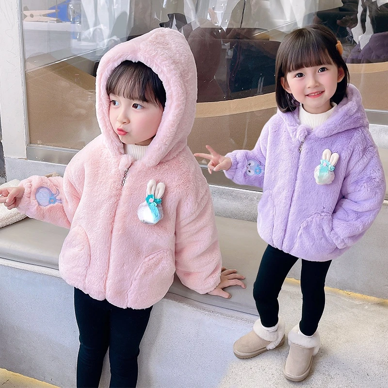 

Winter New Baby Girls Jacket Toddler Kids Big Hooded Wool Blend Thickened Cotton Coats Fashion Baby Children Clothing