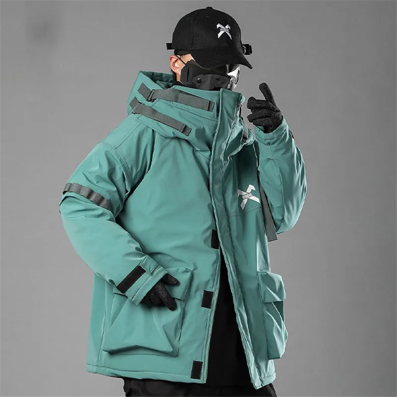 

Men's Fashion Trchwear Puffer Parkas Cotton Padded Thick Thermal Overcoat With Multi Pockets Loose Fit Tactical Cargo