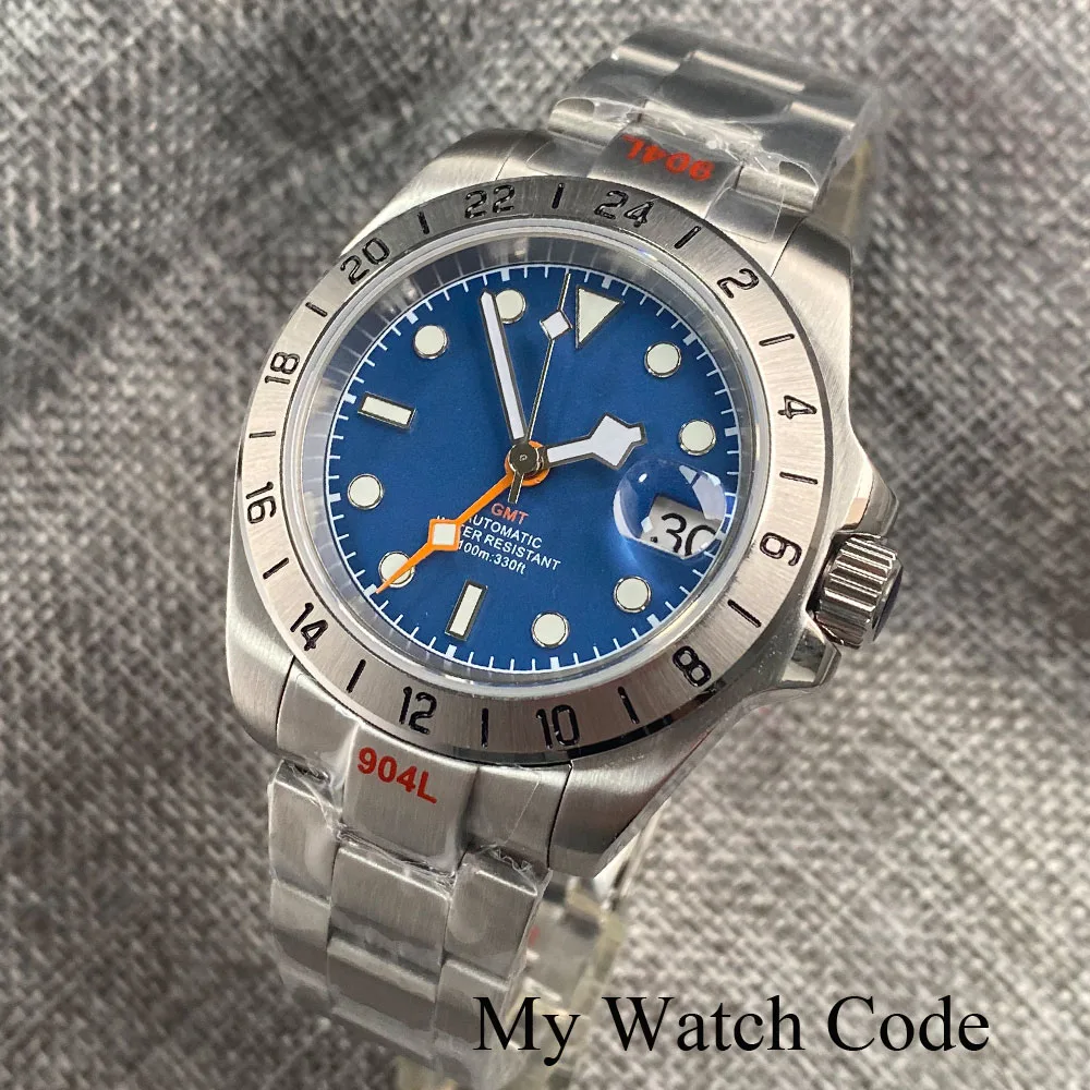 2023 новые NH34 GMT черные циферблаты Bay 39 мм механические часы мужские стальные