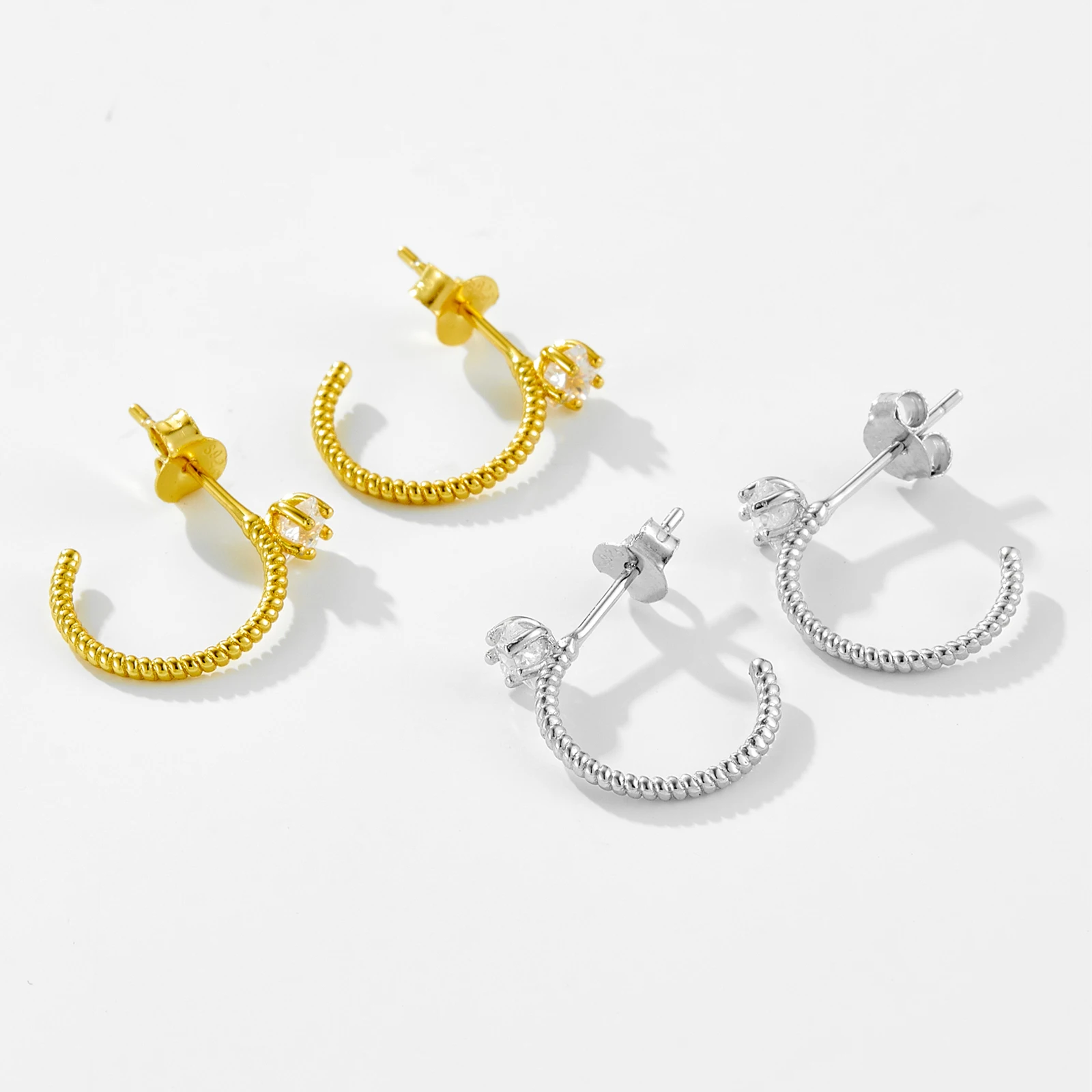 ANDYWEN 925 пробы серебряные радужные одинарные Huggies женские кольца пирсинг 2023 серьги