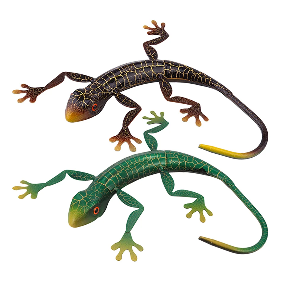 

2pcs Metal Gecko Wall Decor Lizard Wall for Fence Garden Home Outdoor and Indoor Wall Sculptures Gifts for Kids ( Coffee, Green