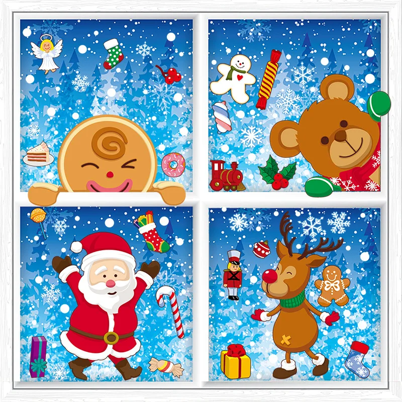 

Christmas Stickers Cute Santa Claus Cartoon Sticker Snowman elk sugar man 2023 Noel Decor For Home Merry Christmas Decor